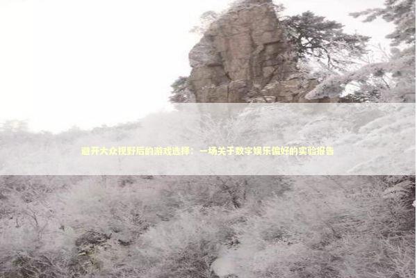 避开大众视野后的游戏选择：一场关于数字娱乐偏好的实验报告